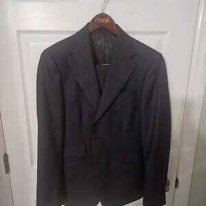 TALLIA Wool Suit Mens 38R 2 Piece Pants 30x32 Navy Blue Natural Stretch